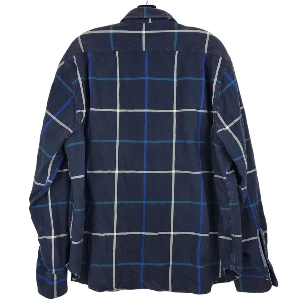 BONOBOS Shirt Mens XXL Blue Window Pane Plaid Standard Fit Button Down Preppy